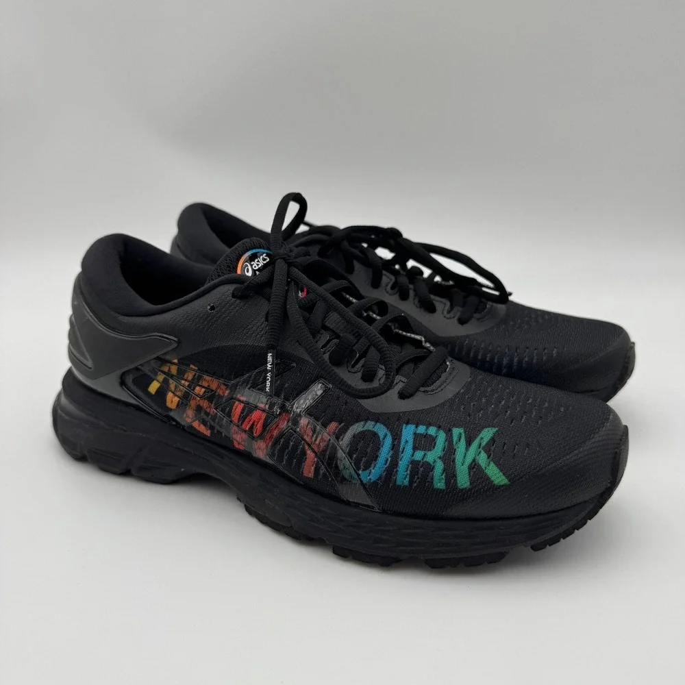Asics Gel Kayano 25 NYC New York City Black Multi Running Shoes 1012A035 W 9.5